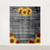 ナチュラル サンフラワー ウッド ウェディング バックドロップ タペストリー (正面)