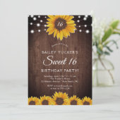 ナチュラル サンフラワー スイート 16 誕生日 ストリング ライト I 招待状 (スタンド正面)