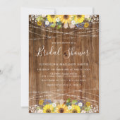 ナチュラル サンフラワー ストリング ライト  ブライダル シャワー 招待状 (正面)