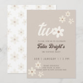 ナチュラル ダイジー ボヘミアンの誕生日招待状 招待状 (正面/裏面)