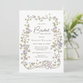 ナチュラル パステル ワイルドフラワーズ ボタニカル ブライダル シャワー 招待状 (スタンド正面)
