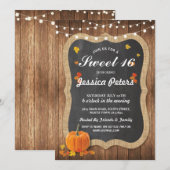 ナチュラル パンプキン スイート 16 パーティー チョーク ウッド ご招待 招待状 (正面/裏面)