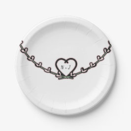 ナチュラル ピンク ハート ヴァイン ブライダル シャワー オーダーメイド パーティー ペーパープレート