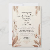 ナチュラル ファブリック ベルベット レース リネン ペーパー ブライダル シャワー 招待状 (正面)