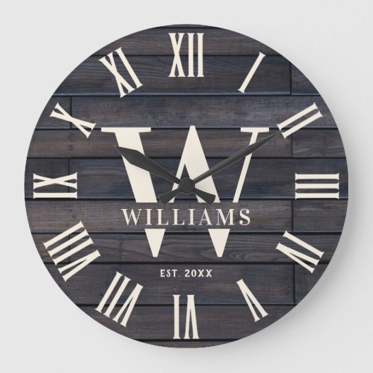 ナチュラル ファームハウス オーダーメイド ファミリー ネーム ラージ壁時計 (正面)
