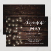 ナチュラル ファーム ストリング ライト、ウェディング エロープメント パーティー 招待状 (正面/裏面)