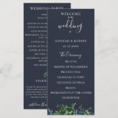 ナチュラル フォレスト グリーン ネイビーブルー ウェディング プログラム (正面/裏面)