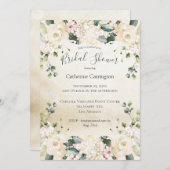 ナチュラル フラワー ウォーターカラー ヴィンテージ ブライダル シャワー 招待状 (正面/裏面)