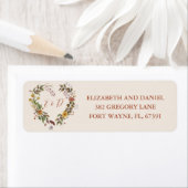 ナチュラル フラワー オータム ウェディング 返信住所ラベル ラベル (インサイチュ)