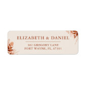 ナチュラル フラワー オータム フォール ウェディング 返信住所 ラベル (正面)