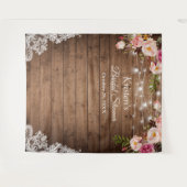 ナチュラル フラワー ストリング ライト ブライダル シャワー バックドロップ タペストリー (正面(横))