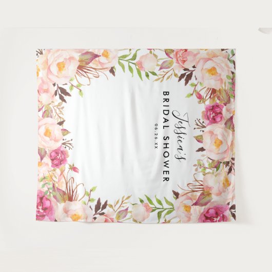 ナチュラル フラワー ブライダル シャワー 背景 タペストリー (正面(横))