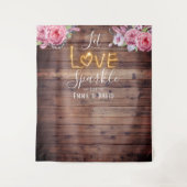 ナチュラル フラワー ラブ スパークル ウェディング バックドロップ タペストリー (正面)