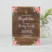 ナチュラル フラワー 洗礼 招待状 女の子 (スタンド正面)