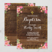 ナチュラル フラワー 洗礼 招待状 女の子 (正面/裏面)