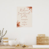ナチュラル フラワー 秋のエンゲージメントパーティー ウェルカムサイン ポスター (キッチン)