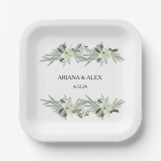 ナチュラル フラワー 秋 冬 ウェディング ペーパープレート (正面)