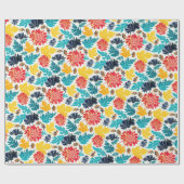 ナチュラル ブルー イエロー 水彩 向日葵 ウェディング ラッピングペーパー (フラット)