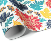 ナチュラル ブルー イエロー 水彩 向日葵 ウェディング ラッピングペーパー (ロールコーナー)