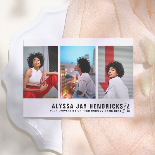 ナチュラル | ボールド3 フォト 卒業アナウンスメント 招待状