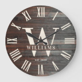 ナチュラル モノグラム ファームハウス オーダーメイド ファミリー ネーム レトロ ラージ壁時計 (正面)