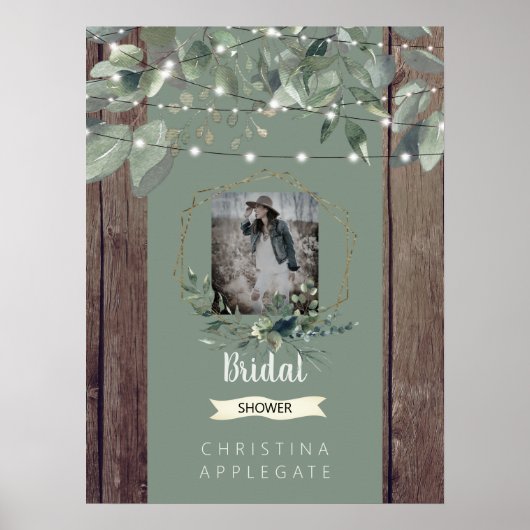 ナチュラル ライト & ウッド フォト セージ ブライダル シャワー III ポスター (正面)