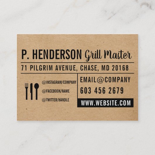 ナチュラル |レイアウト | BBQ 名刺 (裏面)