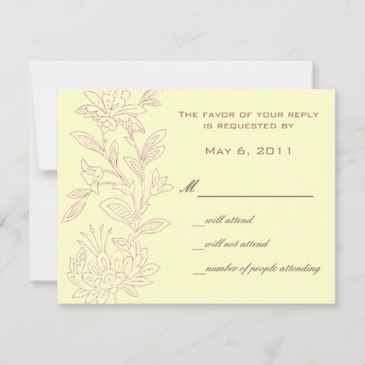 ナチュラル/ローズ セーブ・ザ・デート 出欠カード (正面)