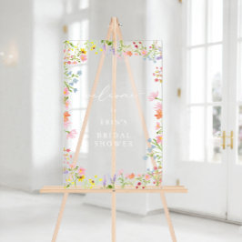 ナチュラル ワイルドフラワー フレーム ブライダルシャワー ウェルカム アクリルサイン