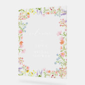 ナチュラル ワイルドフラワー フレーム ブライダルシャワー ウェルカム アクリルサイン (傾斜)