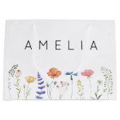ナチュラル ワイルドフラワー ブライズメイド ネーム ラージペーパーバッグ (正面)