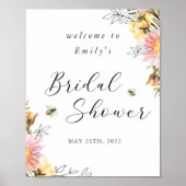 ナチュラル ワイルドフラワー ブライダルシャワー ウェルカムサイン ポスター (正面)