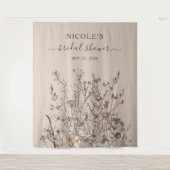 ナチュラル ワイルドフラワー 秋 ブライダルシャワー 背景 タペストリー (正面)