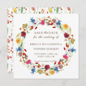 ナチュラル ワイルド フラワー ウェディング セーブ ザ デート 招待状 (正面/裏面)