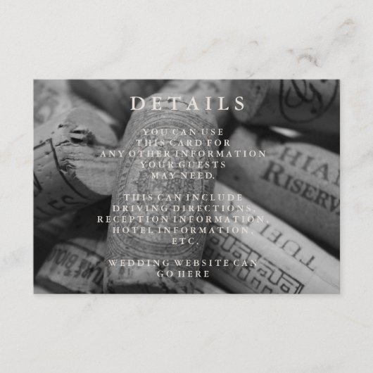 ナチュラル ワイン コルク 結婚式 受付 詳細 カード (正面)