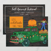 ナチュラル ヴィンテージ トラック 秋の収穫祭 パーティー 招待状 (正面/裏面)