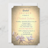 ナチュラル ヴィンテージ フラワー、マグノリア ブライダル シャワー 招待状 (正面)