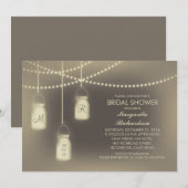 ナチュラル ヴィンテージ メイソンジャー ライト  ブライダルシャワー 招待状 (正面/裏面)