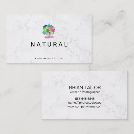 ナチュラル | 水彩ツリー 名刺 (正面/裏面)