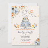 ナチュラル 秋の恋に落ちる パンプキン ドライブバイ ベビーシャワー 招待状 (正面)