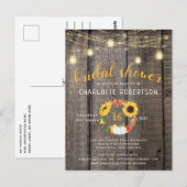 ナチュラル 秋の花 フラワーリース ウェディングシャワー ポストカード (正面/裏面)