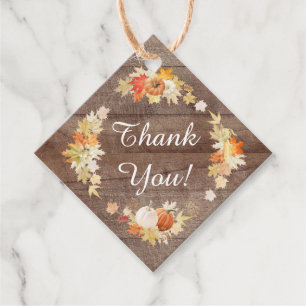 ナチュラル 秋の落ち葉 パンプキン ウェディング シャワー ギフト お礼 フェイバータグ