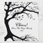 ナチュラル、黒、白の木 ワインラベル (シングルラベル)