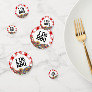 ナチュラル I Do BBQ カップルシャワーパーティー ギンガム コンフェッティ