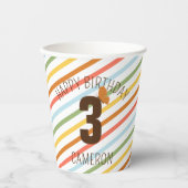 ナチュラ疑問に思ストライプのル誕生日パーティー 紙コップ (正面)