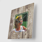 ナチュラ素朴ル木材カスタム写真 スクエア壁時計 (傾斜)