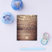 ナチュラ素朴ル・ウッド&ホワイト・ライト・ストリン結婚グ チラシ (シングル)