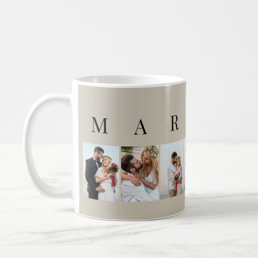 ナチュラ結婚したルとブラック7写真フォトコラージュ コーヒーマグカップ (左)