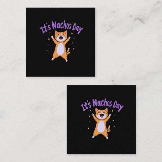 ナチョの子どもたちの可愛い猫ユーモアが猫好き スクエア名刺 (正面/裏面)