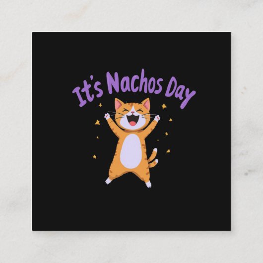 ナチョの子どもたちの可愛い猫ユーモアが猫好き スクエア名刺 (裏面)